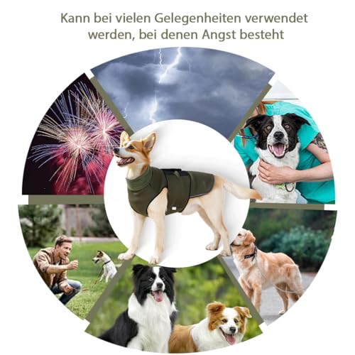 WRQIOO Hundemantel mit Beruhigender, 2 in 1 Beruhigungsweste für Hunde, Anti Stress Weste Hund, Calming Shirt Hund mit Ohrenschutz und Reflektorstreifen,Angst Beruhigungsjacke,Thundershirt H-und(XL)
