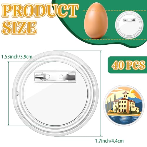 image for Bignc 1.7 Inch Clear Acrylic Button Pins - 40 Pack DIY Custom Design B