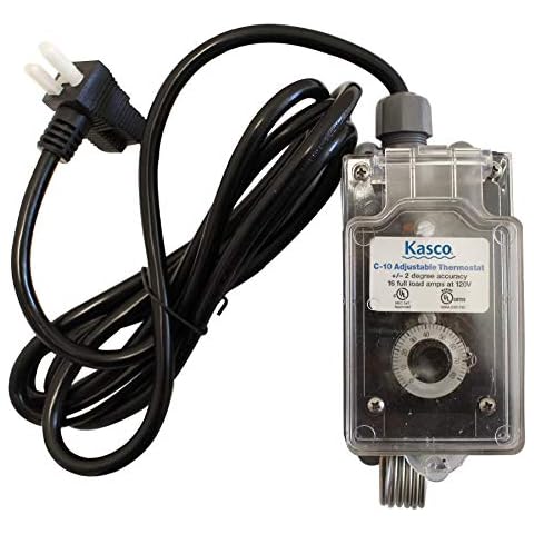 Kasco De-Icer Temperature Controller C-10 - Air Temperature Thermostat | Automatically Turn On/Off 120V De-icer | Operates B/W 0-80 °F Cover