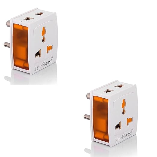 Hi-PLASST 3 Pin Junior Travel Universal Multiplug,Worldwide Electric Adaptor, for 2 Pin 3 Pin Socket Connector - 10A 240V (2)