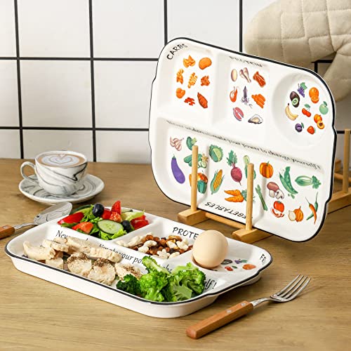 BFU Portion Control Plate 12 Inch For Healthy Eating & Bariatric Diet | Divided Porcelain Dinner Plate I Portion Control Containers For Weight Loss-2 PCS