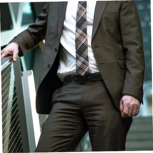 PartyKindom 1pc Men Automatic Buckle Leather Belt Stylish Business Waist Strap for Men Easy to Use Versatile Design for Daily Wear Husband Dad Boyfriend4