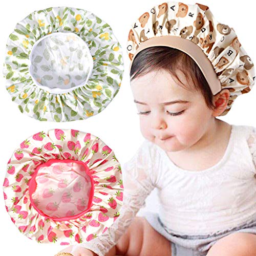 3 PCS Kids Satin Bonnet Sleeping Cap Soft Silk Wide Band Night Hats for Natural Hair Teens Toddler Child Baby