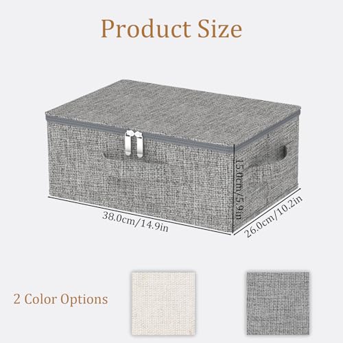 ENUMAIL 2er Set Faltbarer Ordnungsboxen mit Deckel, Aufbewahrungsbox mit Griff, Kleiderschrank Aufbewahrungstasche Kann im Schlafzimmer, Wohnzimmer Verwendet Werden, 38×26×15cm, Grau