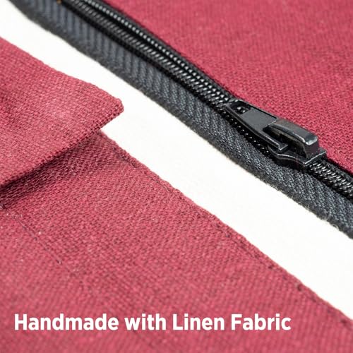Image of SEVENSUN Handmade Linen Crochet Hook Organizer Bag - Large Capacity Storage Pouch for Crochet Hooks and Accessories - Durable & Multi-Purpose - Portable Knitting Tool Case (Hooks Not Included)