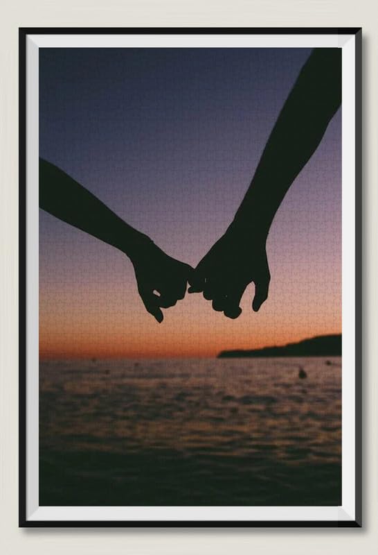Silueta de pareja cogida de la mano - Puzzle de madera de 2000 piezas - Puzzles para adultos y jóvenes, juegos educativos
