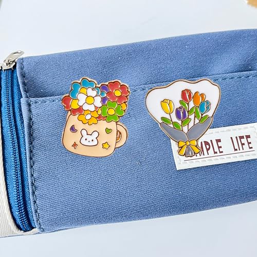 Image of Cute Enamel Pins Cartoon Lapel Pin Brooch Badge for Backpack Jackets Funny Tiger Pins for Gift DIY Accessory Clothing Bookbags Hat Decoration,flower pin-2
