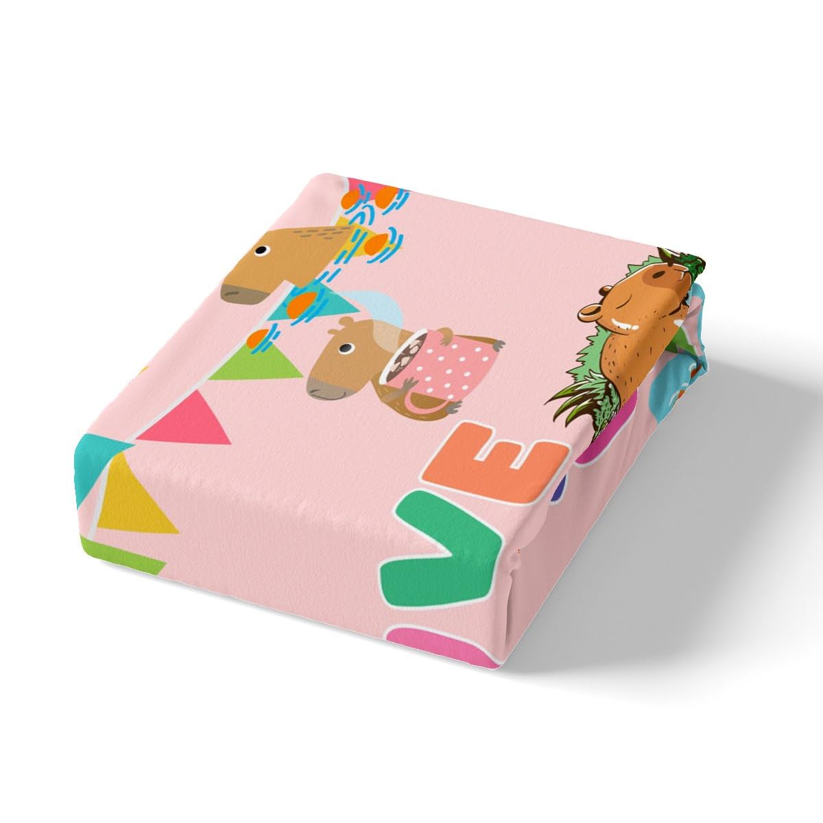 Juego de ropa de cama Capybara para niños y niñas, funda de edredón con diseño de animales de dibujos animados, decoración de habitación rosa, divertida funda de cama de 3 piezas