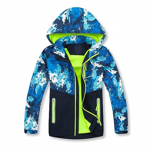 Girls Boys Rain Jacket Zip Hooded Lightweight Coats Casual Kid Fleece Lined 𝚆aterproof Windbreaker