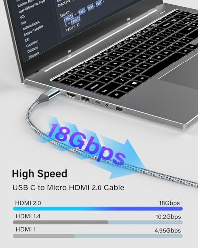 Câble USB C vers micro HDMI 4K 60Hz en nylon tressé robuste de 91 cm - 4