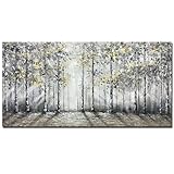 V-inspire art, 24x48 Inch Modern Impressionist Tree art 100% Hand Painted Canvas Wall art Oil Painting Large Paintings Gray Wall Decoration Acrylic Paint Knife Painting