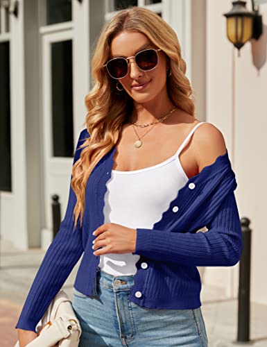 Image of Womens Cropped Cardigan Knit Shrugs for Dresses Tops V Neck Button Down Cardigans Sweaters