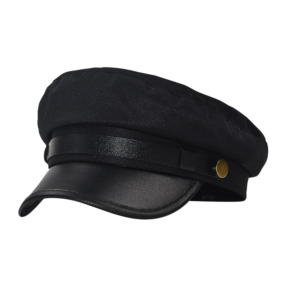 Retro Driver Cap Classic Newsboy Hat Vintage Beret Cap Flat Top Octagonal Hat Captain Sailor Cap Driver Costume Hat Black
