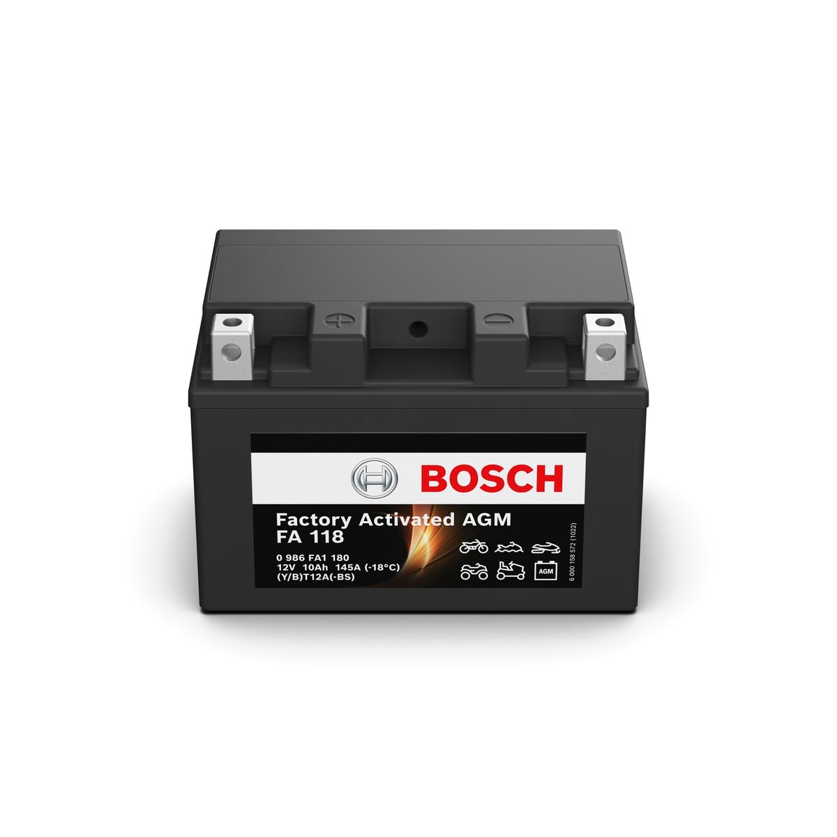 Batterie AGM Vibrations Batterie Moto Bosch FA110 AGM - 12V 10Ah 165A - Pour Moto Scooter Quad Jet Ski Batterie Bosch FA110 BT12B BS
