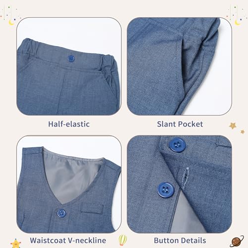 Image of Volunboy Toddler Suit Boys Formal Wedding Guest Dress Outfit | graduation dress clothes, gentleman ring bearer bowtie outfit, back-to-school pants set, birthday photoshoot dressy outfit