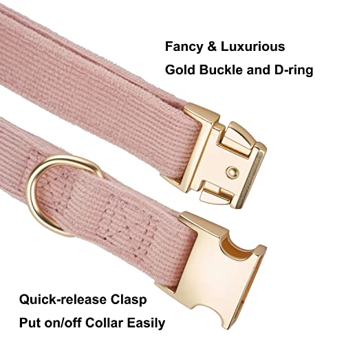 YUDOTE Ultraweiches Hundehalsband natürliche Baumwolle Cord für Kleine Hunde mit empfindlicher Haut,Staubiges Rosa