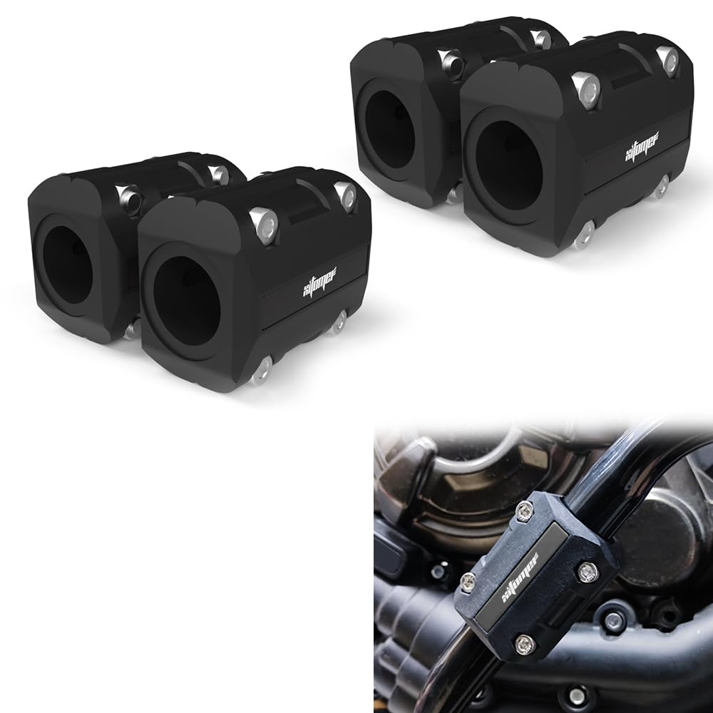 Xitomer 2 pair 22mm/25mm/28mm Motorcycle Engine Guard Bumper Crash Bar Protectors, Motorcycle Crash Bar Protectors Frame sliders (Black)