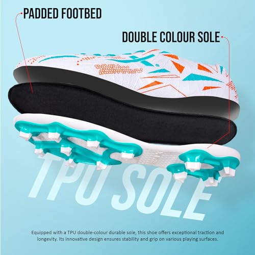 Image of Vector X Trigger Football Shoe /Studs, Double Colored TPU Sole, Padded Footbed, Premoulded Heel Shoe for Men