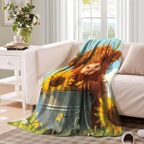 Couverture Highland Cattle en microfibre 180x200 cm pour lit - 4