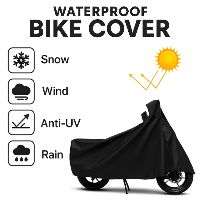 Image of DRAKOWISH Waterproof Scooty Cover for Tvs Pep Plus All Weather Protection from Rain, Dust, UV Rays & Scratches with Mirror Pockets & Buckle Belt