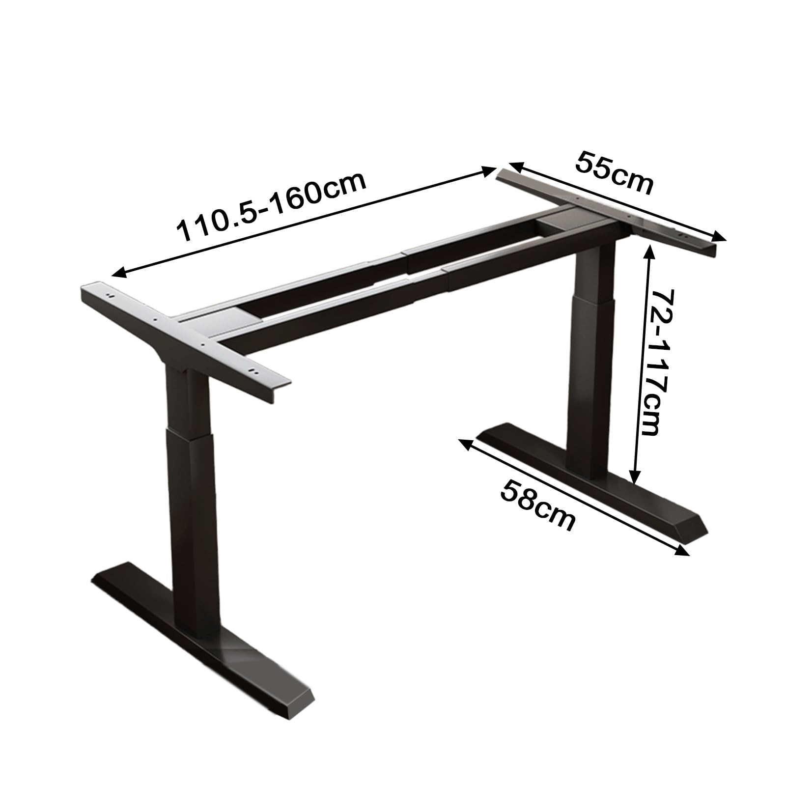 Regulowana Wysokość Ramy Biurka Elektrycznego, Podwójny Silnik Stalowy, Nowoczesny Design, 3 Poziomy Pamięci, Stabilne Obciążenie, Regulowana Szerokość, Ergonom,Black
