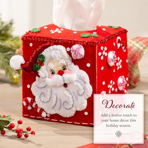 Bucilla 89678E Jolly St. Nick, Felt Applique Tissue Box Cover Kit, Perfect For Holiday Diy Arts And Crafts thumb #3