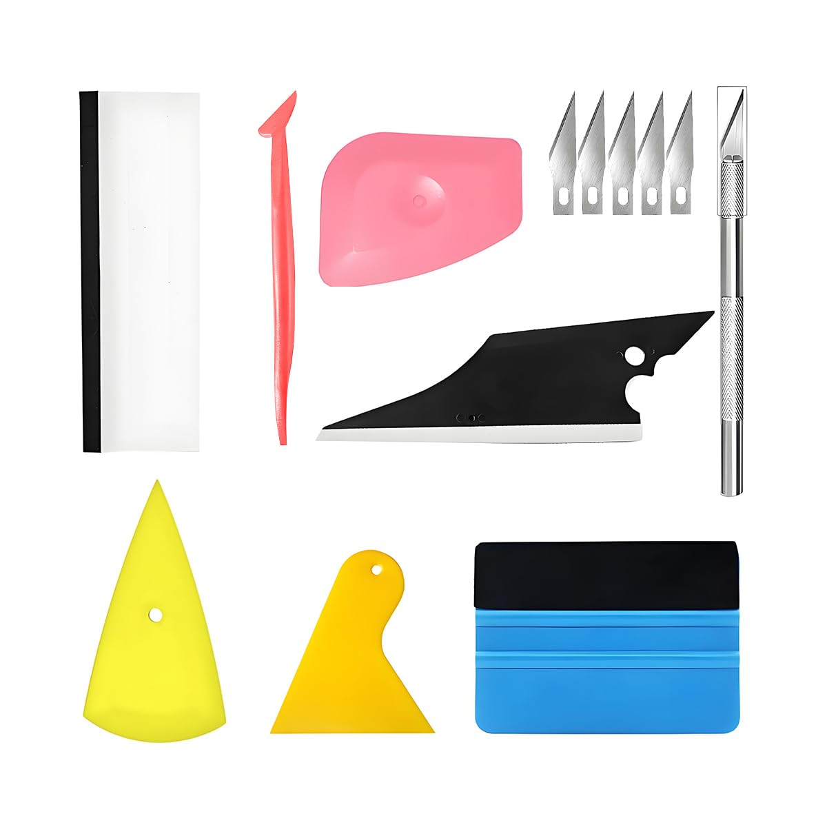 13PCS/Set Car Window Tint Tools Kit, Vehicle Glass Protective Film Installation Set, Automotive Window Film Tinting Wrap Application Tool Accessories, Universal Fit