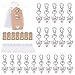 Dzsomt Recuerdos de Comunion Llavero Estilo Ángel Juego de 20 Piezas Recuerdos de Bautizo Regalos de Boda para Invitados, Colgante Llavero Angel con Etiqueta Kraft Bolsas Organza