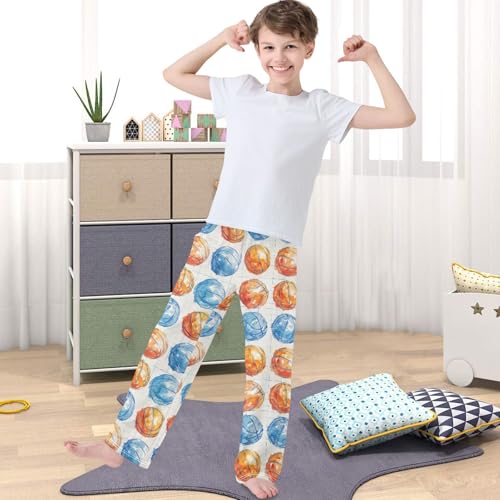 Boy's Pants Waretcolor Basketball Jogger Pants Elastic Waist Long Bottoms Trousers with Pockets 6-14 Years4