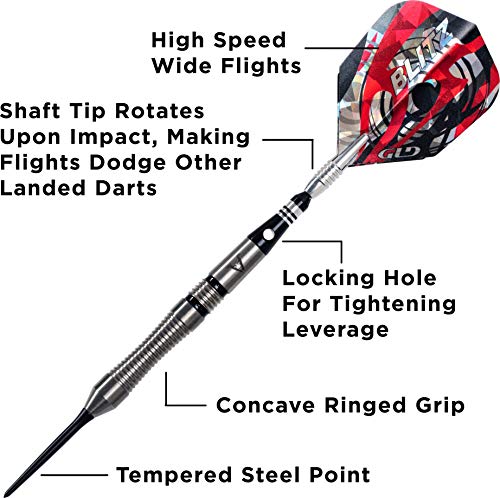 Viper by GLD Products unisex adult Viper Blitz 95 Tungsten Steel Tip Dart Set with Case 22 Grams, Black, 22-Gram US