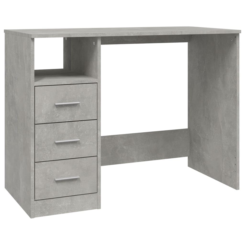 vidaXL Scrivania Cassetti Grigio Cemento 102x50x76cm Legno Multistrato, scrivania da Ufficio, scrivania da Studio, scrivania portaoggetti