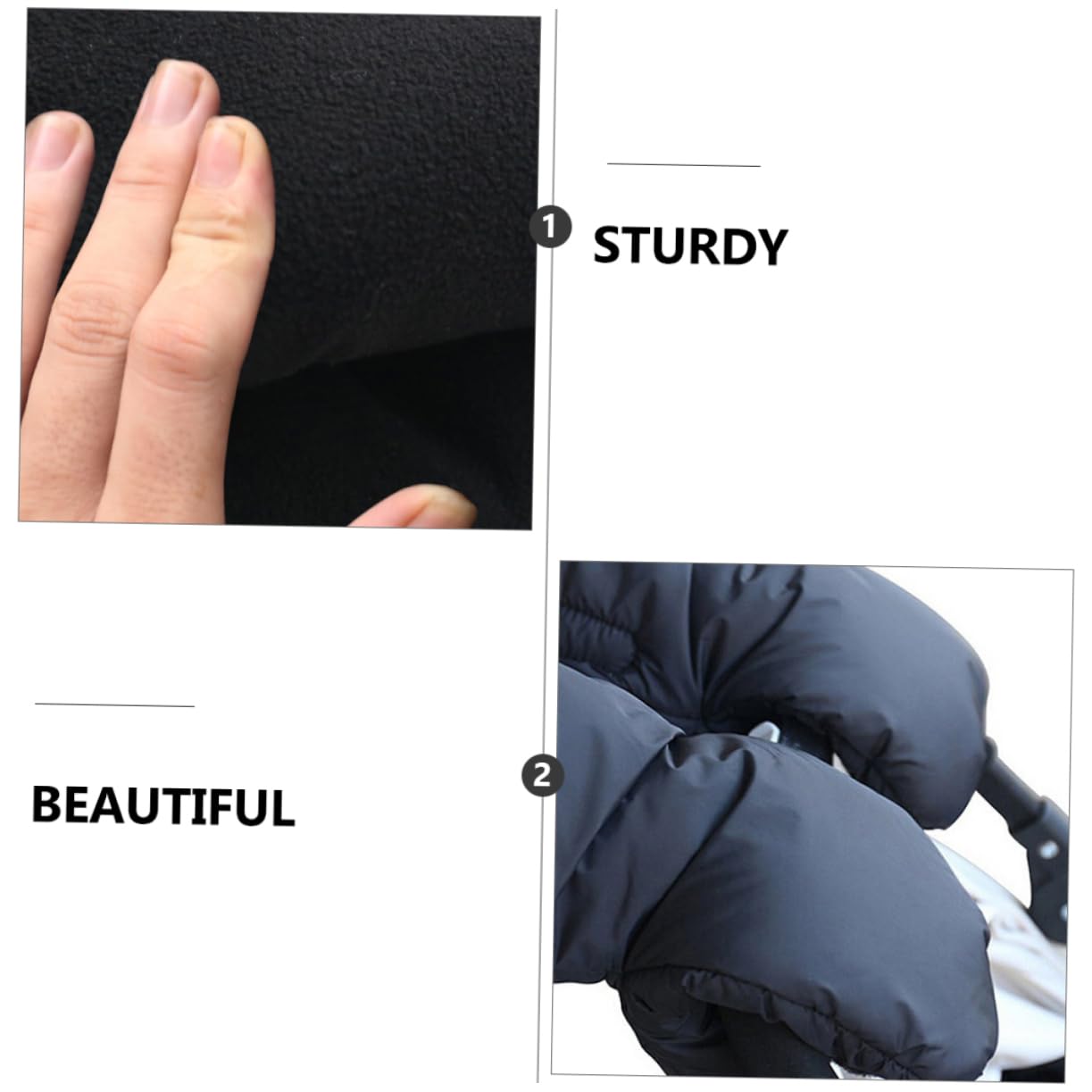 VALICLUD guantes de cochecito frío cálido guantes de barra de cochecito nieve accesorios carrito bebe accesorios carro bebe calientes de invierno forro polar Black