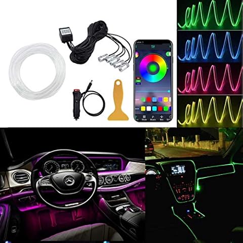 Callsky Car LED Interior Strip Light APP Control Ambient Lighting Kit Auto Atmosphere Ambient Light, 16 Million Colors 5 in 1 with 236 inches(6m) Fiber Optic+Sound Activated mode Cover
