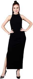 POPWINGS Casual Solid Long Bodycon Dress for Women || Long Halter-Neck Bodycon Dress for Women || Sleeveless Summer Wester Price In India