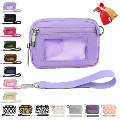 Iris' Wallet 2nd Gen, Unisex Fashionable Wristlet Wallet with ID Window, Purple Nylon, 3 Compartments, 5.1 x 2 x 7.5 inches