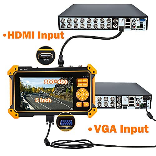 WSDCAM 5 inch TFT-LCD Screen CCTV Camera Tester Monitor Support 4K 8MP CVI TVI AHD SDI CVBS Analog Camera, Support HDMI in VGA in PTZ Control/DC12V Power Output/UTP Cable Tester, 3200-Plus by wsdcam - Image 3