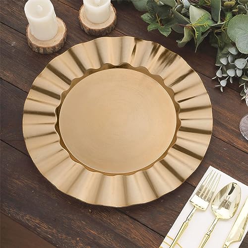 6 Platos de Plástico Acrílico Dorados 13 Pulgadas miniatura 1