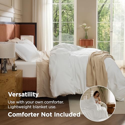 Image of Bedsure Duvet Cover with Fitted Sheet Full - Deep Pocket, Hotel Luxury Soft Double Brushed Bedding Set with Zipper Closure, Includes 1 Duvet Cover, 1 Fitted Sheet, 2 Pillow Shams, NO Comforter, White