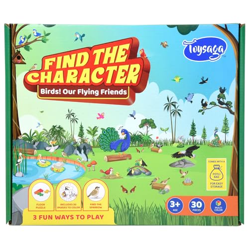 Image of Find The Character | Birds! Our Flying Friends 30-Piece Floor Animals Jigsaw Puzzle for Kids 3+ with Find The Sparrow-DIY Activity | Educational Toys for 3 Year Old | Jigsaw Puzzle Animals