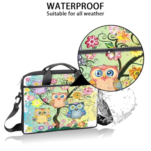 Bolsa para portátil 15 pulgadas con diseño de búhos y flores miniatura 3