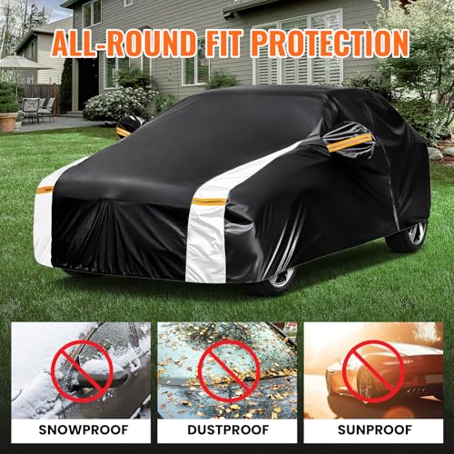 Image of Car Cover for VW Golf (2008-2025), Car Cover, Waterproof, Breathable, Full Garage Car Cover for Protection, Rain, Sun and Dust, Cover with Zip and Cotton (Black)
