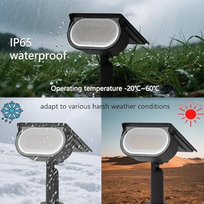 Anern Solar Powered Waterproof Spot Solar Lights Outdoor, IP68, 45 LED, 2 Lighting Modes, Garden, Yard, Outside, Landscape, 2 Pack, Cool White