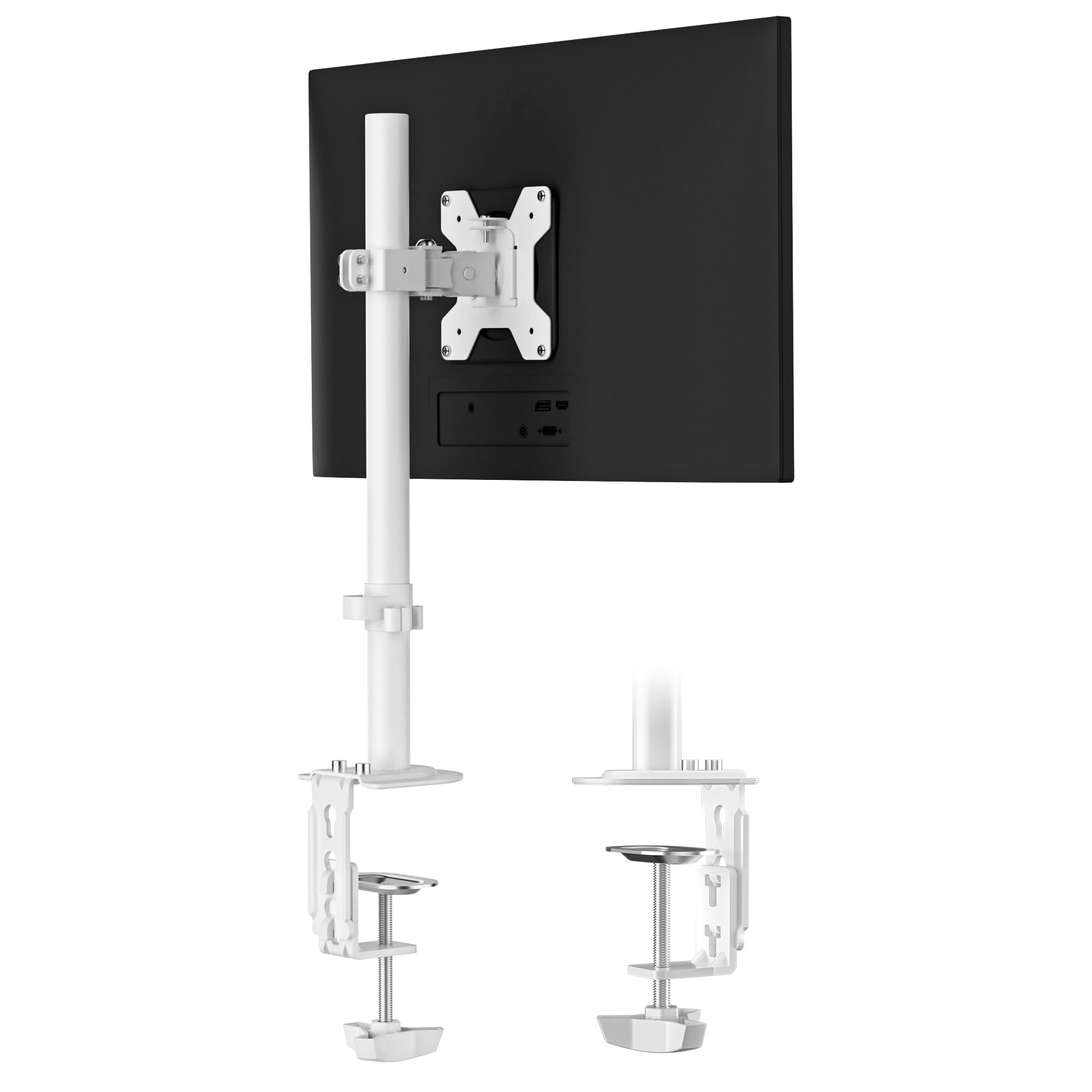 Pholiten Monitor Halterung für 13-32 Zoll Bildschirme bis 10 kg, Verstellbare Monitorhalterung, Bildschirmhalterung Neigbar, Schwenkbar, Drehbar VESA 75x75 mm/100x100 mm, Weiß (Weiß)