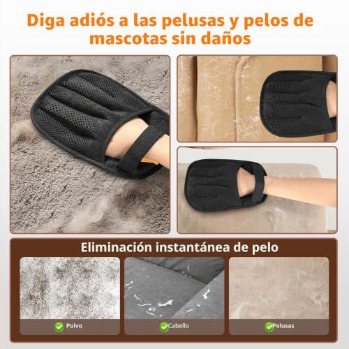 Miniatura 5 de Jclorix Guantes Antipelo 2 Piezas Guante Pelo Gato Guante Electrostático Doble Cara Lavables Y Reutilizables Para Sofá Alfombra Ropa Coche Suave Antialérgico