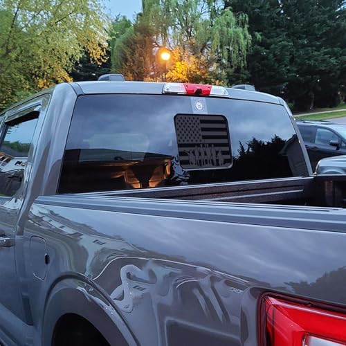 Image of Xinghe for Ford F150 F250 F350 2015-2023 2024 2025 2026, Rear Middle Window American Flag Decals, Matte Black USA Flag Decal for Truck Back Window, for Ford Raptor 2015-2025 Accessories