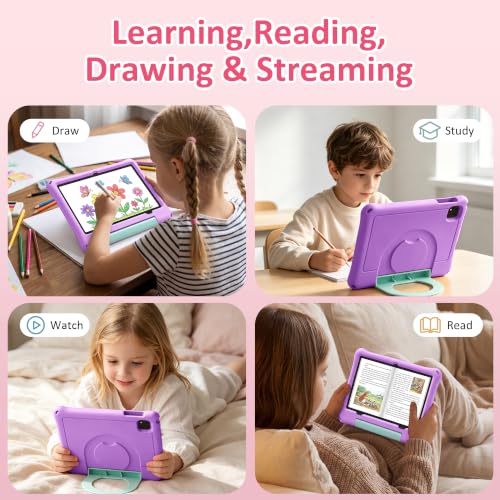 Kids Tablet, 10.1" Android 16 Tablet for Kids, Gift for Ages 6-12 30GB RAM 64GB ROM 1TB Expand, Eye Care HD Display, Parental Control, 6000mAh, WiFi, BT5.0, GPS, Purple Shockproof EVA Case - image 8