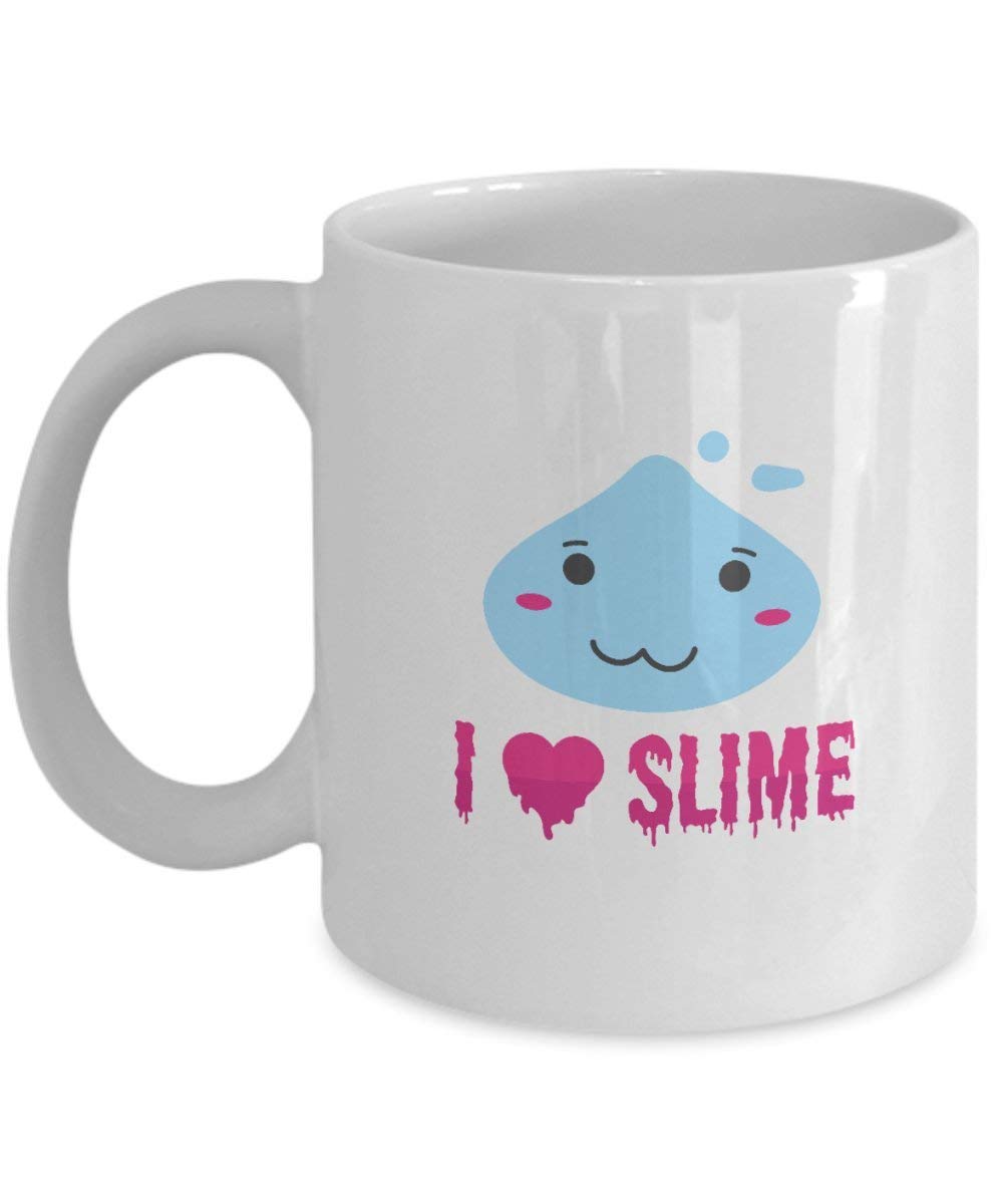 Gifts for Slime Fanatics:I Love Slime Slime Addict, Slimy, Satisfying Fluffy Slime, Squishy, Stress Relief, White Mug, Ceramic Coffee Cup