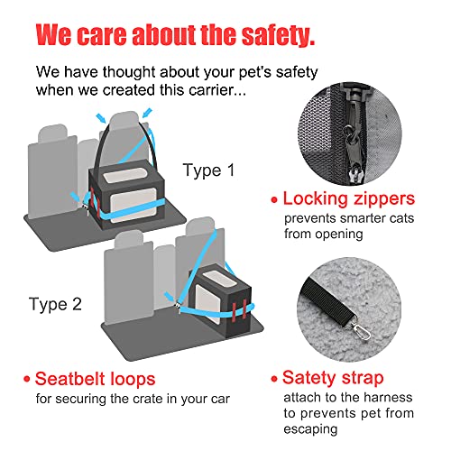 Image of Prutapet Large Cat Carrier 24 inchx16.5 inchx16.5 inch Soft-Sided Portable Pet Crate for Car Traveling with Collapsible Litter Box and Bowl