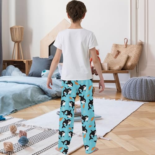 Boy's Pants Black Whale Underwater Sea Life Jogger Pants Elastic Waist Long Bottoms Trousers with Pockets 6-14Y3