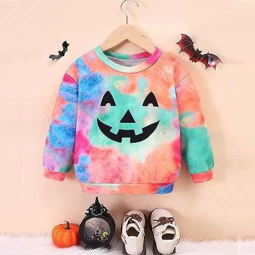Boys' Hoodie Hooded Sweatshirt Autumn Winter Toddler Boys Girls Long Sleeve Tie Dyed Pumpkin Prints Full Zip3